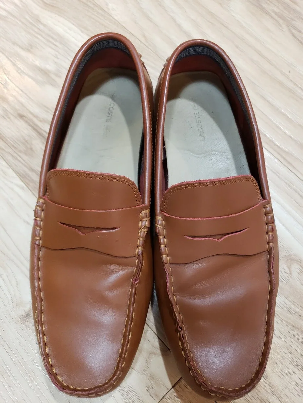 Lacoste Concours Driving Loafer Men 9 Crocodile Logo Emblem On Side Tan